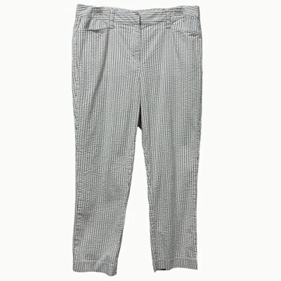 Pantalones para mujer Lands’ End Seersucker ajustados de pierna recta marrón y blanco a rayas 12 Foto 1 de 4