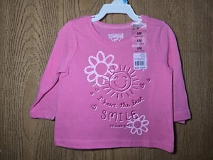 NWT Size 6M OshKosh B'gosh pink shirt w/ sun & flowers I have the best smile - Picture 1 of 3