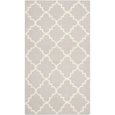 SAFAVIEH Dhurries DHU554G Handwoven Grey / Ivory Rug - Image 1 of 4