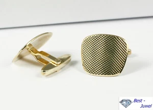 Elegante Manschettenknöpfe mit feinem Muster, 585/ Gelbgold, 21 mm - Bild 1 von 2
