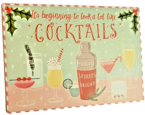 Christmas Cocktails Placemats Set of 4 Vinyl Foam Back Winter Holiday Drinks - Picture 1 of 11