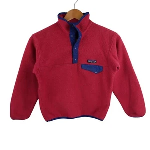 Vtg 90s Patagonia Synchilla Fleece Snap-T Jacket Boys Kids Youth Medium 10 Pink - Picture 1 of 9