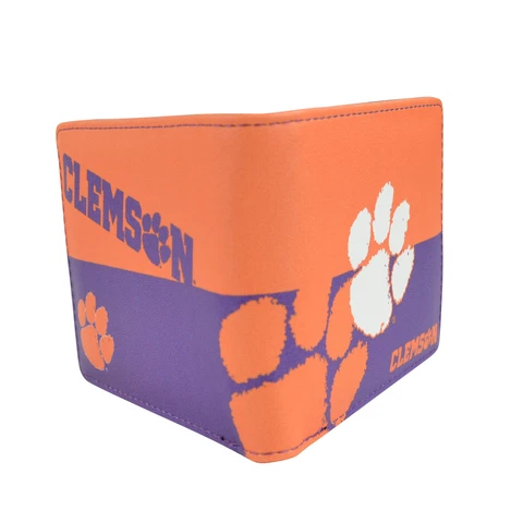 NWT NCAA Clemson Tigers Men Women Synthetic Leather Bi-Fold Wallet Cover