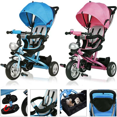 Spielwerk® Dreirad Kinderdreirad Kinder Lenkstange Dach Fahrrad Baby Kinderwagen - Bild 1 von 4