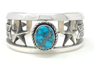 Pulsera Kevin Yazzie Navajo Plata Esterlina Estrellas Nube Montaña Turquesa - Imagen 1 de 9