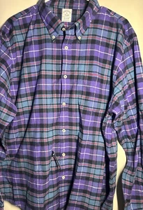 Camisa Polo Brooks Brothers Nueva Con Etiquetas XL Regular Franela Púrpura Verde Azulado Original - Imagen 1 de 5