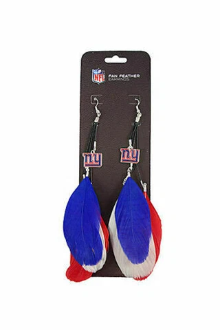 NEW NY YORK GIANTS FEATHER HOOK EARRINGS w/ CHARMS CUTE LICENSED Cover