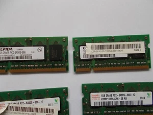 RANDOMLY SELECTED, 4GB, (4X1GB) PC2-6400S-666-12, LAPTOP RAM, 2XELPIDA+2XHYNIX/ - Picture 1 of 4