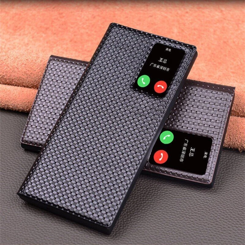 Genuine Leather Window Flip Crocodile Smart Case Fr Samsung Galaxy S23 S24 Ultra - Image 1 of 1