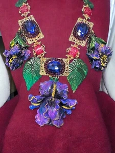 Zibellini Hand-painted Iris  Massive 3D Effect Necklace - Picture 1 of 8