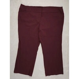 Courtenay Womens Maroon Cropped Dress Pants Pull On Straight Leg Size 30W - Picture 1 of 13