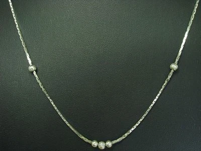 925 Argento Sterling Collier con Sfera Elementi / Vero Argento/9,0g/57,1 CM - Immagine 1 di 3