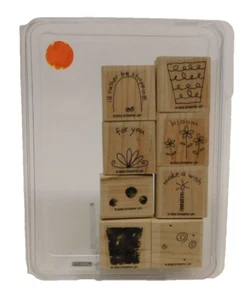 2005 Stampin' Up! Fun Filled Set of 8 Wooden Block Rubber Craft Stamps - Picture 1 of 3