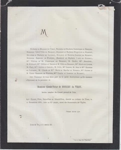 1868 Sterbeurkunde Claude-Victor de BOISSIEU du TIRET - Ambérieu-en-Bugey Ain - Bild 1 von 1