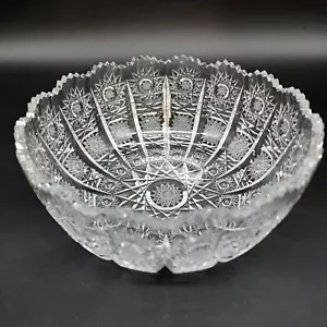 Cuenco de Cristal Bohemio Grande 9"/22,9 cm Cuenco Cortado a Mano Cuenco Decorativo para Servir - Imagen 1 de 6