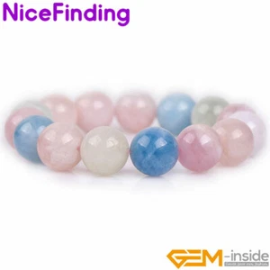 Natürliches Regenbogen Morganit Rund Perlenschmuck Dehnbares Armband 7,5" Geschenk Chic - Bild 1 von 35