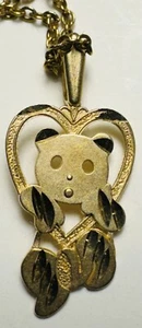 Vtg 14K Yellow Gold 18” Chain with 14K Yellow Gold Heart Pendant With Figure - Picture 1 of 4