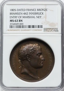 Napoleon - 1805 Bronze "Entry of Marshal Ney" Meda- NGC MS62BN - SUPER PORTRAIT - Picture 1 of 2