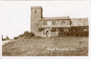 ECHTFOTO-POSTKARTE VON TUNSTALL CHURCH, (BEI ROOS / WITHERNSEA), EAST YORKSHIRE - Bild 1 von 2