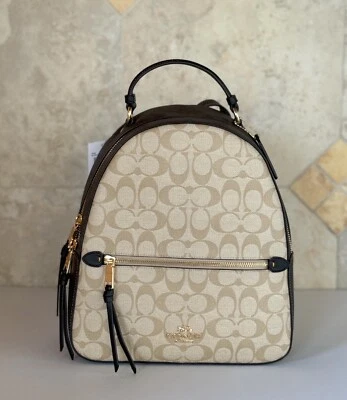 Coach Jordyn Signature Medium Backpack Color-Block Light Khaki/Brown Multi - Image 1 of 4