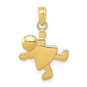 Real 14kt Yellow Gold Little Girl Charm - Picture 1 of 6