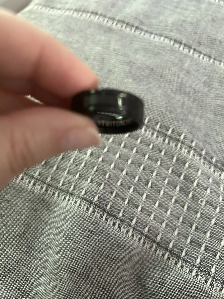 Triton Black Tungsten Carbide Step Edge Comfort Fit Wedding Band - Image 1 of 3