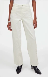 Madewell $128 Womens Tall Emmett Wide-Leg Pant Corduroy Winter White T27 NS475 - Picture 1 of 9