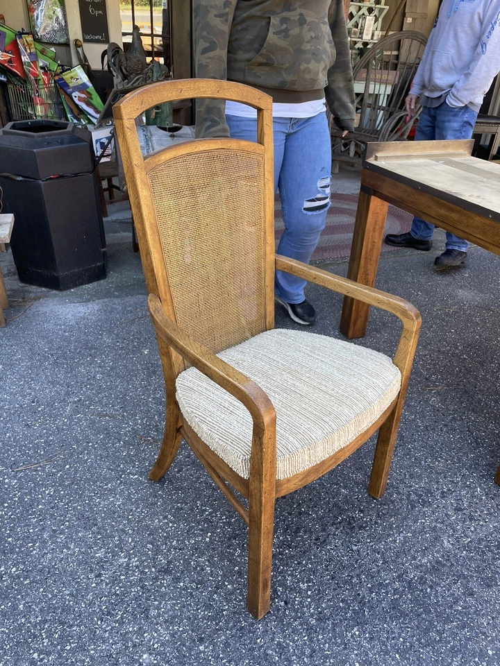 Juego de comedor de madera de brezo Drexel Heritage Mid Century mesa sillas bastón excelente estado Foto 1 de 4