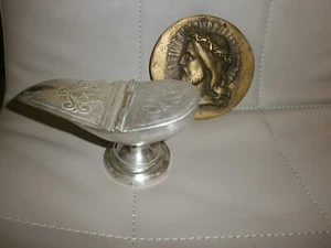 ANCIENNE NAVETTE/BRONZE ARGENTé/GOTHIQUE/EGLISE/MESSE/NO ENCENSOIR/MEDAILLE/7,5c - Picture 1 of 5
