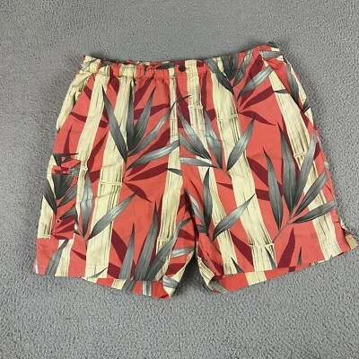 Tommy Bahama Pantalones Cortos de Natación Para Hombres Grandes Naranja Estampado de Bambú Nylon Cintura Elástica Foto 1 de 4