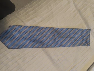 Rare  Breuer Silk Blue , Navy & Gray Striped Necktie Handmade in Italy - Image 1 of 3