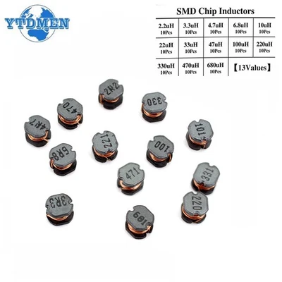 130PCS SMD CD54 Chip Inductor 2.2uH~680uH 13Valores Kit de Inductor de Potencia ENVÍO A EE. UU. Foto 1 de 4