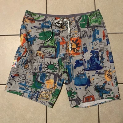 Jams World Surfline Men’s 36 Hawaiian Abstract Print Board Shorts - Image 1 of 4