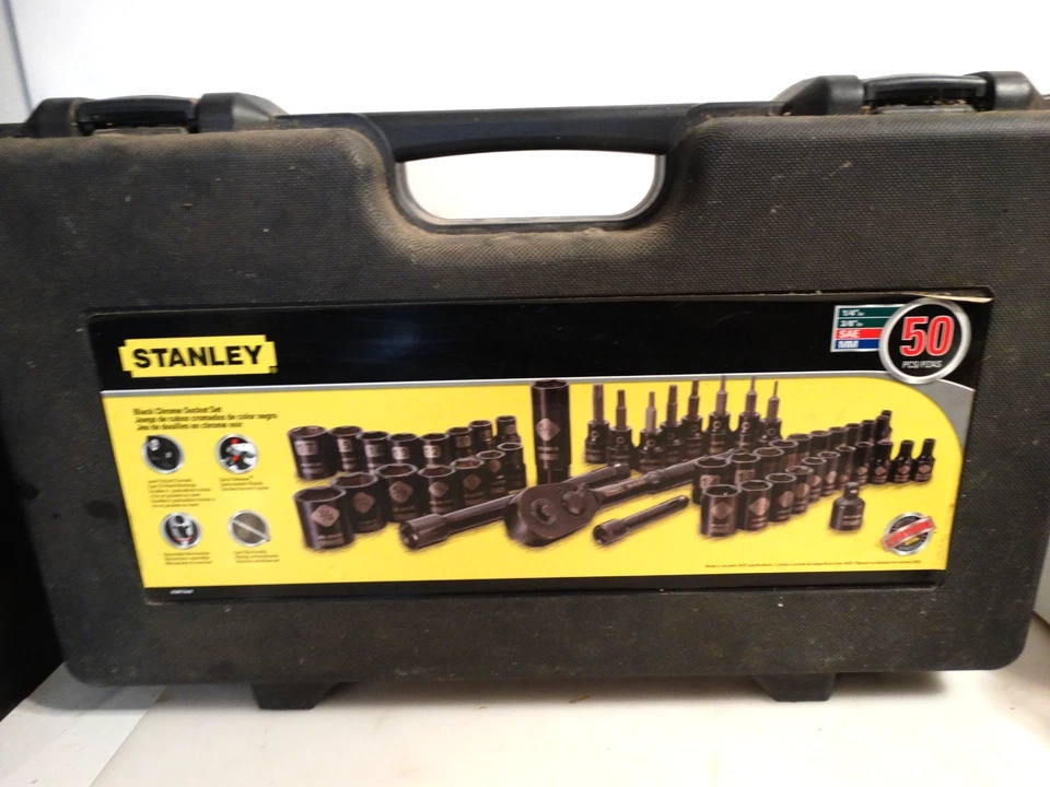 Stanley  Black Chrome  Socket Set 50 Piece 3/8 and 1/4 Sae Metric  6 Point - Image 1 of 4
