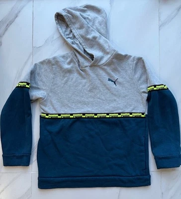 Толстовка с капюшоном для мальчиков Puma размер XL 18-20 серая темно-синяя цветной блок пуловер толстовка - Изображение 1 из 4