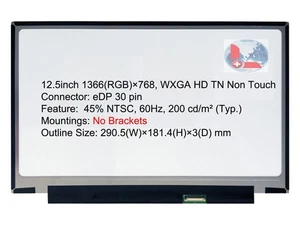A+ 12.5 HD LCD Screen for Lenovo Thinkpad X240 X250 HB125WX1-200 04X1765 0C00319 - Picture 1 of 8