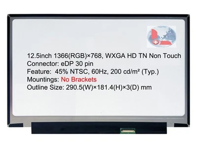 A+ 12.5 HD LCD Screen for Lenovo Thinkpad X240 X250 HB125WX1-200 04X1765 0C00319 - Image 1 of 4