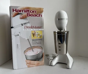Vintage Hamilton Beach Classic DrinkMaster Mixer SS Cup White 727W Milkshake - Picture 1 of 13