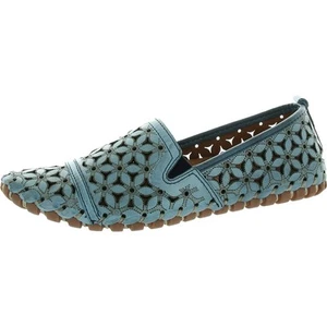 Spring Step Womens Blue Laser Cut Leather Loafers 37 Medium (B,M) BHFO 1513 - Picture 1 of 2