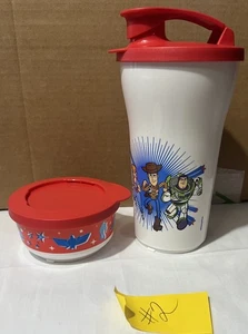 Tupperware NEW Disney #2 TOY STORY 28 Oz Tumbler Cup Glass Pour Spout+ Red Snack - Picture 1 of 14