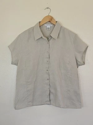 Jillian Jones Linen Button Up Blouse Womens Size XL Coastal Minimalist  - Image 1 of 4