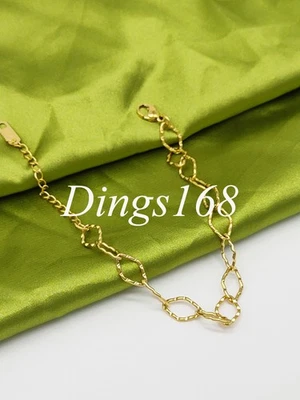 Brazalete de cadena de eslabones romboidales hipoalergénicos de 6+2,4 pulgadas 7 mm relleno de oro amarillo de 18 quilates Foto 1 de 4