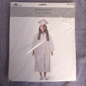 Gorra y vestido de graduación para niños blanco de 11 y 12 años - talla única para la mayoría - Imagen 1 de 4