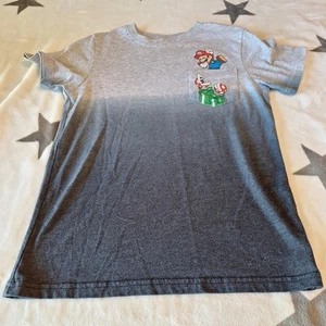 Nintendo Mario Boys Size S Gray Jump Pocket Play Short Sleeve Graphic T-Shirt - Picture 1 of 6