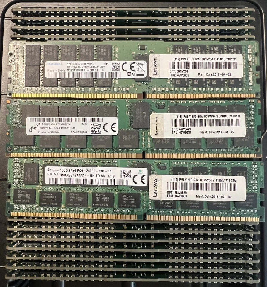 16GB  2Rx4 PC4-2400T PC4-19200 DDR4 2400MHz 1.2V ECC REG RDIMM MEMORY - Image 1 of 1