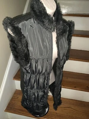 Colete acolchoado feminino J CREW YCC reversível de pele de náilon tamanho M cinza preto ❤️tw11j6 - Imagem 1 de 4