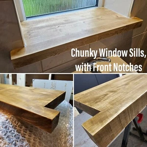 Rustic Window Sill, with Front Notches | Wood | Any Size | Handmade - Picture 1 of 20