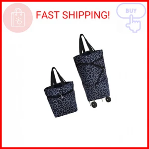 Collapsible Foldable Cart Reusable Shopping Grocery Trolley Bag on Wheels(Black) - Picture 1 of 2