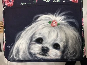maltese Hand Painted Tote Many Uses Insulated Bag Terrific use as purse.. - Picture 1 of 12
