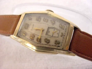 Vintage GOLD FD large & long antique Art Deco ELGIN CURVEX mens watch - Picture 1 of 3